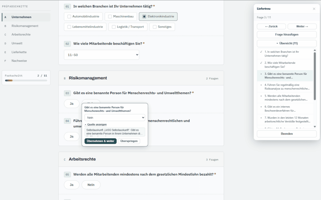 Wird Ihr Unternehmen selbst gefragt? Liefertreu beantwortet mit.